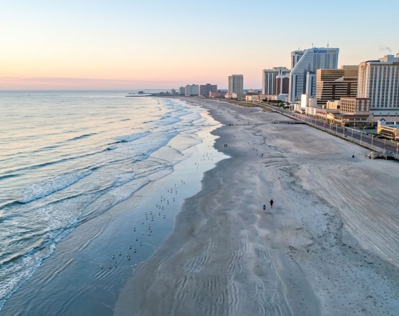 Sunset on the beach, Atlantic City, NJ