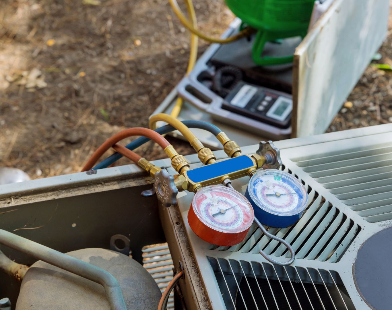 Geothermal Heating and Cooling in Carneys Point - NJ in progress as a technician inspects indoor unit connections
